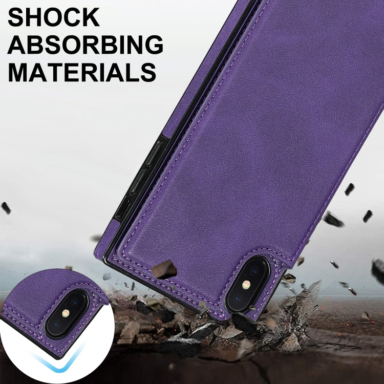 For iPhone XS Max Cross-body Square Double Buckle Flip Card Bag TPU+PU Case with Card Slots & Wallet & Photo & Strap(Purple) - More iPhone Cases by buy2fix | Online Shopping UK | buy2fix