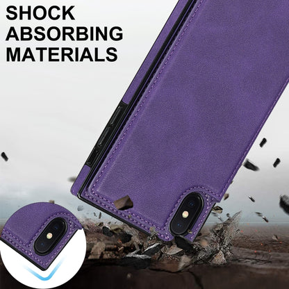 For iPhone XS Max Cross-body Square Double Buckle Flip Card Bag TPU+PU Case with Card Slots & Wallet & Photo & Strap(Purple) - More iPhone Cases by buy2fix | Online Shopping UK | buy2fix