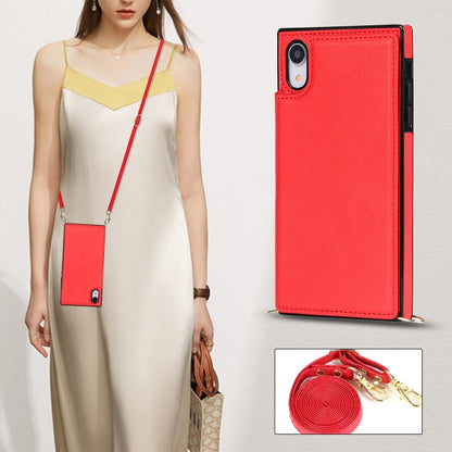 For iPhone XR Cross-body Square Double Buckle Flip Card Bag TPU+PU Case with Card Slots & Wallet & Photo & Strap(Red) - More iPhone Cases by buy2fix | Online Shopping UK | buy2fix