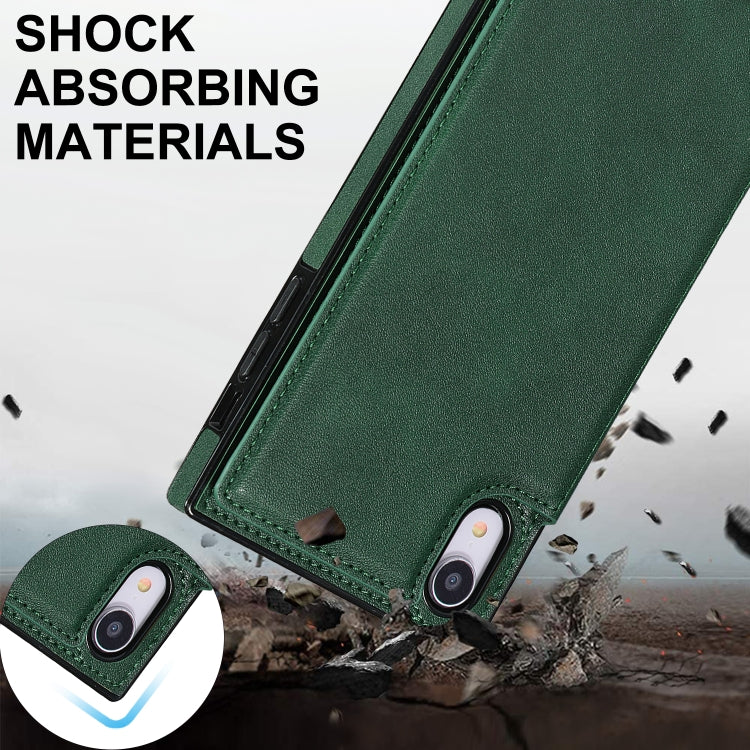 For iPhone XR Cross-body Square Double Buckle Flip Card Bag TPU+PU Case with Card Slots & Wallet & Photo & Strap(Green) - More iPhone Cases by buy2fix | Online Shopping UK | buy2fix