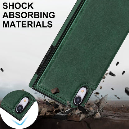 For iPhone XR Cross-body Square Double Buckle Flip Card Bag TPU+PU Case with Card Slots & Wallet & Photo & Strap(Green) - More iPhone Cases by buy2fix | Online Shopping UK | buy2fix