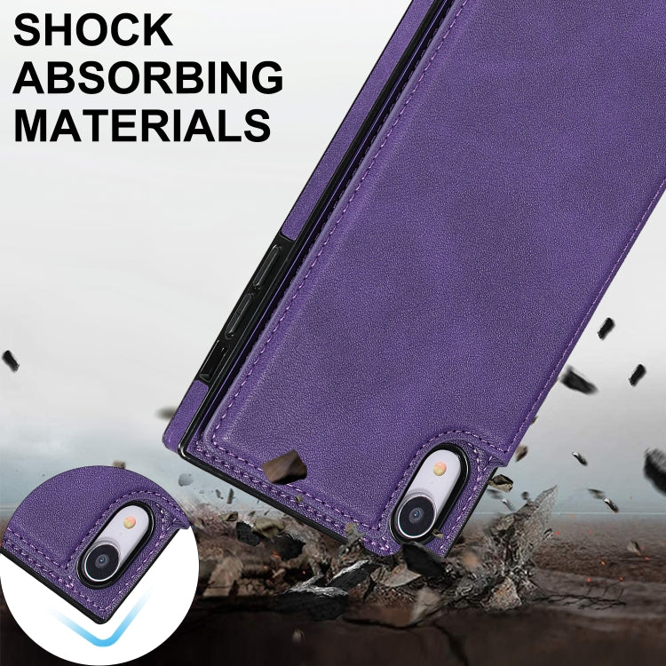 For iPhone XR Cross-body Square Double Buckle Flip Card Bag TPU+PU Case with Card Slots & Wallet & Photo & Strap(Purple) - More iPhone Cases by buy2fix | Online Shopping UK | buy2fix