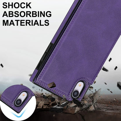 For iPhone XR Cross-body Square Double Buckle Flip Card Bag TPU+PU Case with Card Slots & Wallet & Photo & Strap(Purple) - More iPhone Cases by buy2fix | Online Shopping UK | buy2fix