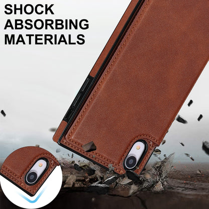 For iPhone XR Cross-body Square Double Buckle Flip Card Bag TPU+PU Case with Card Slots & Wallet & Photo & Strap(Brown) - More iPhone Cases by buy2fix | Online Shopping UK | buy2fix