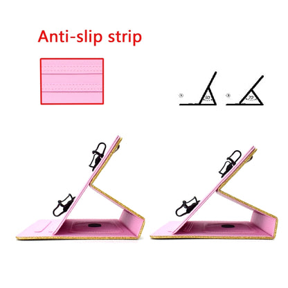For 7 inch Tablet Varnish Glitter Powder Horizontal Flip Leather Case with Holder & Card Slot(Pink) - 7 inch by buy2fix | Online Shopping UK | buy2fix