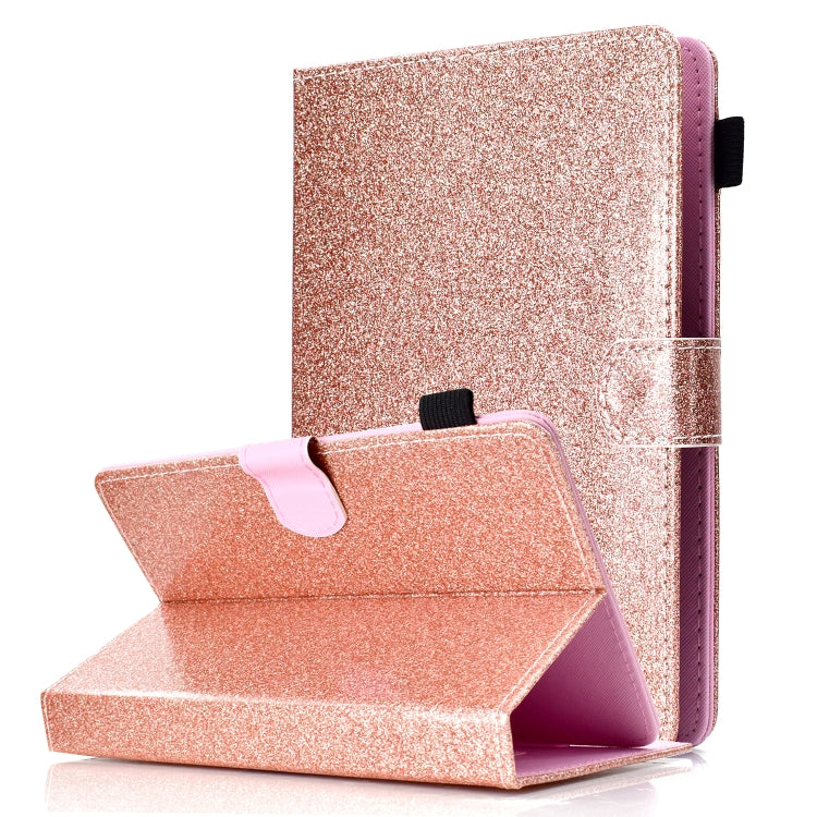 For 7 inch Tablet Varnish Glitter Powder Horizontal Flip Leather Case with Holder & Card Slot(Rose Gold) - 7 inch by buy2fix | Online Shopping UK | buy2fix