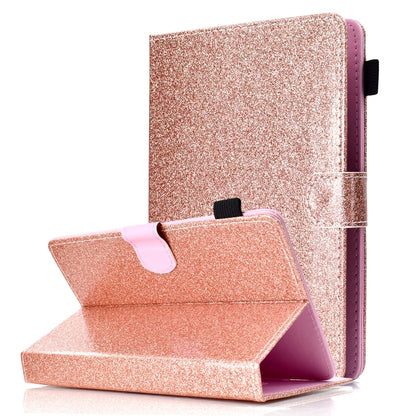 For 7 inch Tablet Varnish Glitter Powder Horizontal Flip Leather Case with Holder & Card Slot(Rose Gold) - 7 inch by buy2fix | Online Shopping UK | buy2fix