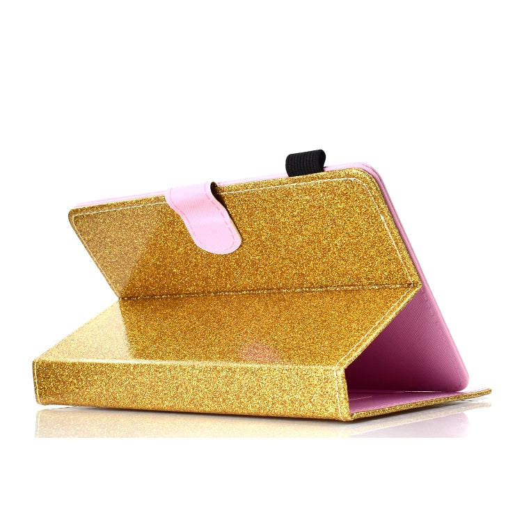 For 7 inch Tablet Varnish Glitter Powder Horizontal Flip Leather Case with Holder & Card Slot(Gold) - 7 inch by buy2fix | Online Shopping UK | buy2fix
