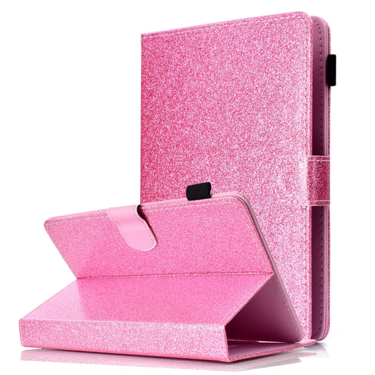 For 8 inch Tablet Varnish Glitter Powder Horizontal Flip Leather Case with Holder & Card Slot(Pink) - 8 inch by buy2fix | Online Shopping UK | buy2fix