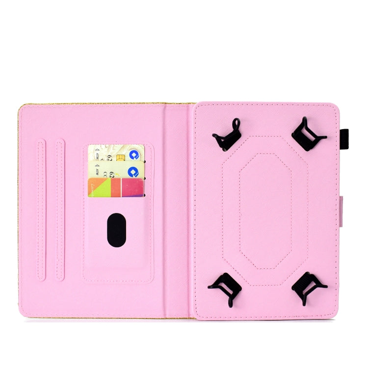 For 8 inch Tablet Varnish Glitter Powder Horizontal Flip Leather Case with Holder & Card Slot(Rose Gold) - 8 inch by buy2fix | Online Shopping UK | buy2fix