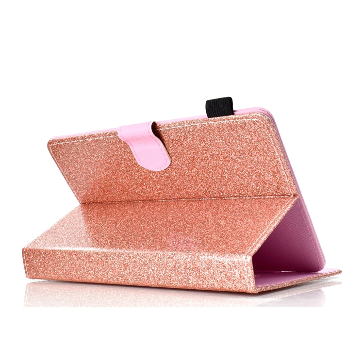 For 8 inch Tablet Varnish Glitter Powder Horizontal Flip Leather Case with Holder & Card Slot(Rose Gold) - 8 inch by buy2fix | Online Shopping UK | buy2fix