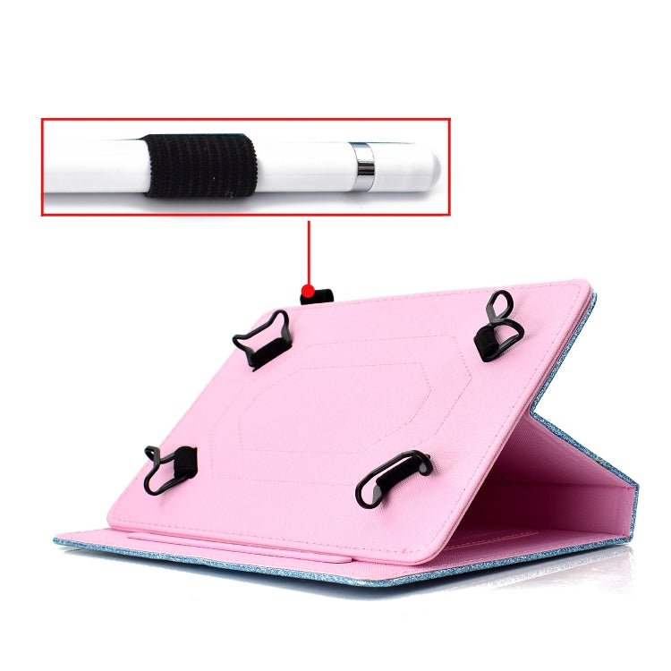 For 8 inch Tablet Varnish Glitter Powder Horizontal Flip Leather Case with Holder & Card Slot(Rose Gold) - 8 inch by buy2fix | Online Shopping UK | buy2fix