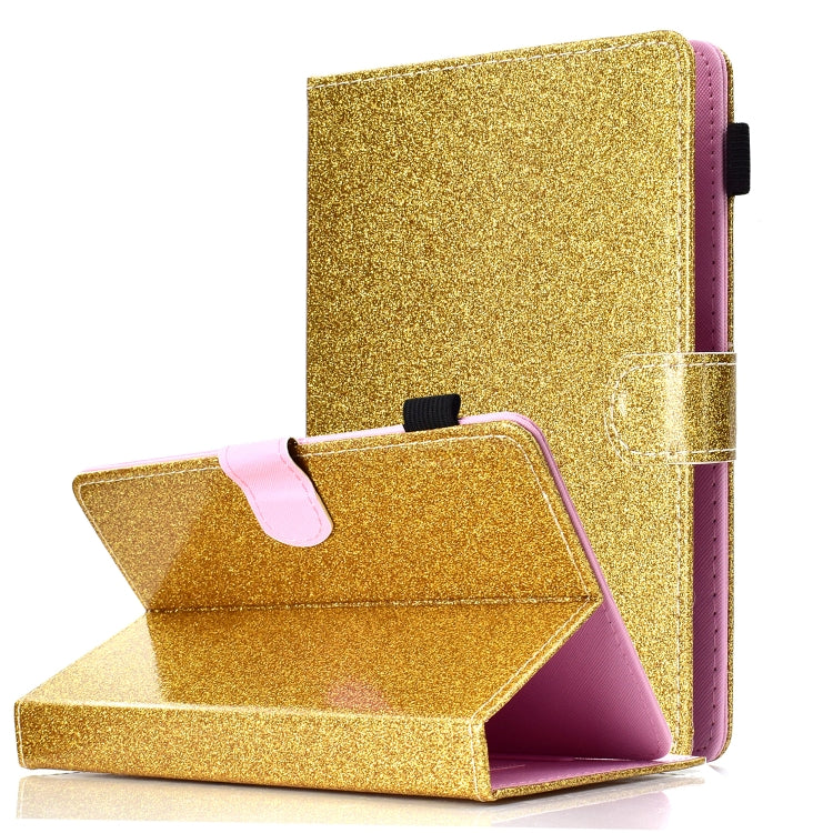 For 8 inch Tablet Varnish Glitter Powder Horizontal Flip Leather Case with Holder & Card Slot(Gold) - 8 inch by buy2fix | Online Shopping UK | buy2fix