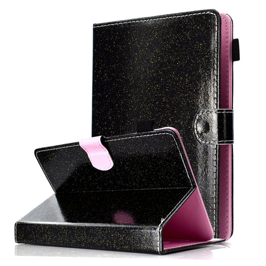 For 8 inch Tablet Varnish Glitter Powder Horizontal Flip Leather Case with Holder & Card Slot(Black) - 8 inch by buy2fix | Online Shopping UK | buy2fix