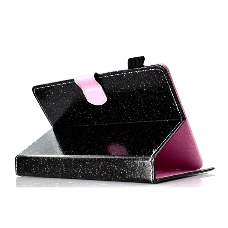 For 8 inch Tablet Varnish Glitter Powder Horizontal Flip Leather Case with Holder & Card Slot(Black) - 8 inch by buy2fix | Online Shopping UK | buy2fix