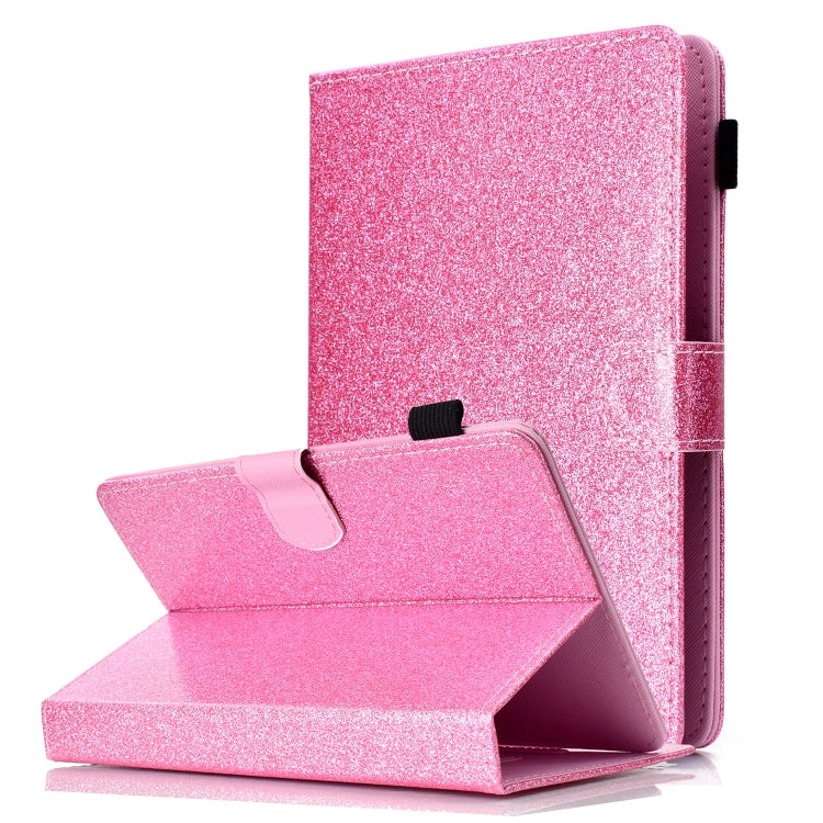 For 10 inch Tablet Varnish Glitter Powder Horizontal Flip Leather Case with Holder & Card Slot(Pink) - 10 - 11 inch by buy2fix | Online Shopping UK | buy2fix