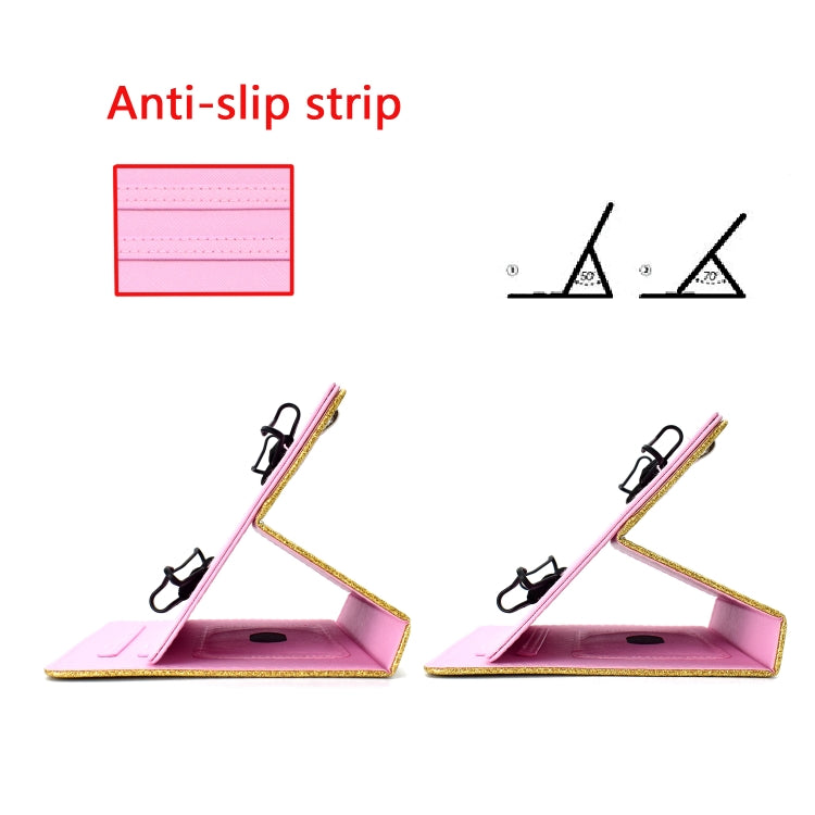 For 10 inch Tablet Varnish Glitter Powder Horizontal Flip Leather Case with Holder & Card Slot(Pink) - 10 - 11 inch by buy2fix | Online Shopping UK | buy2fix