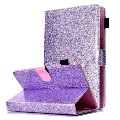 For 10 inch Tablet Varnish Glitter Powder Horizontal Flip Leather Case with Holder & Card Slot(Purple) - 10 - 11 inch by buy2fix | Online Shopping UK | buy2fix