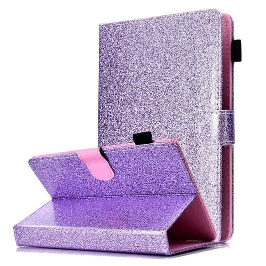 For 10 inch Tablet Varnish Glitter Powder Horizontal Flip Leather Case with Holder & Card Slot(Purple) - 10 - 11 inch by buy2fix | Online Shopping UK | buy2fix