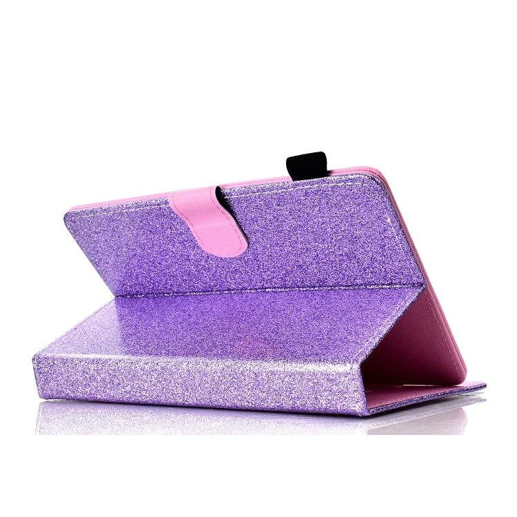 For 10 inch Tablet Varnish Glitter Powder Horizontal Flip Leather Case with Holder & Card Slot(Purple) - 10 - 11 inch by buy2fix | Online Shopping UK | buy2fix