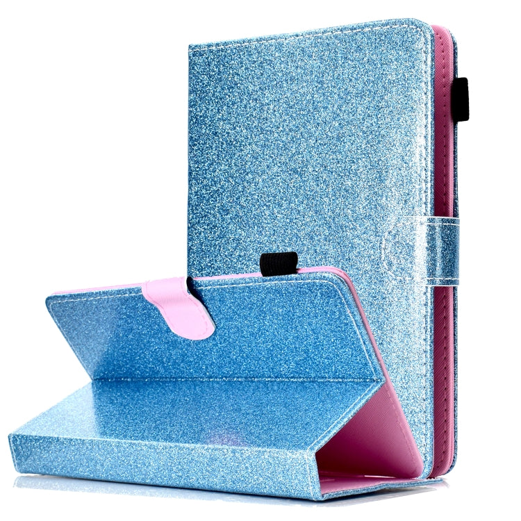 For 10 inch Tablet Varnish Glitter Powder Horizontal Flip Leather Case with Holder & Card Slot(Blue) - 10 - 11 inch by buy2fix | Online Shopping UK | buy2fix