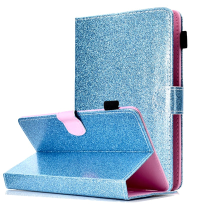 For 10 inch Tablet Varnish Glitter Powder Horizontal Flip Leather Case with Holder & Card Slot(Blue) - 10 - 11 inch by buy2fix | Online Shopping UK | buy2fix