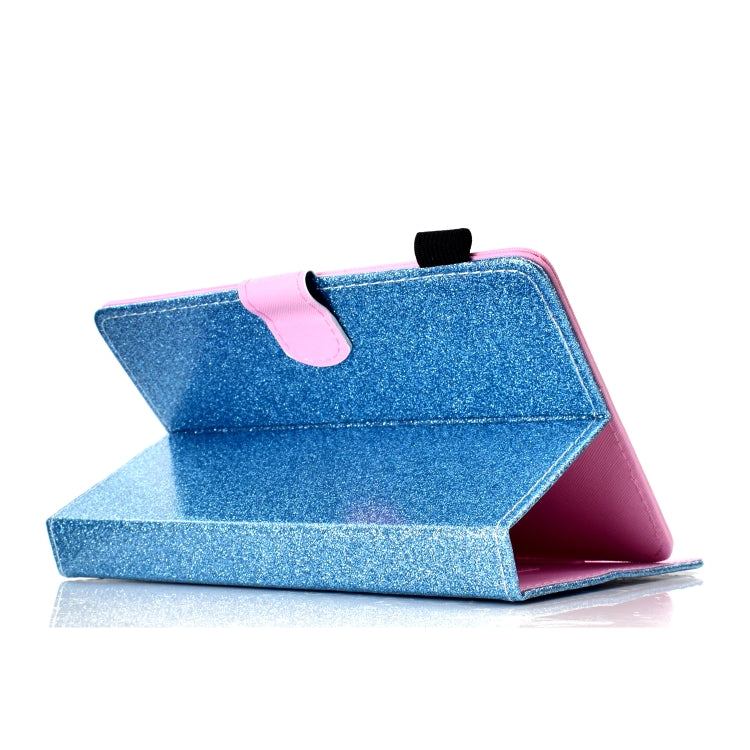 For 10 inch Tablet Varnish Glitter Powder Horizontal Flip Leather Case with Holder & Card Slot(Blue) - 10 - 11 inch by buy2fix | Online Shopping UK | buy2fix