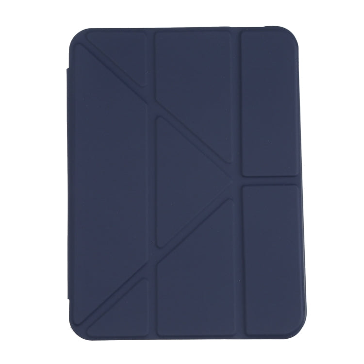 For iPad mini 2024 / mini 6 Deformation Transparent Acrylic Horizontal Flip PU Leather Tablet Case with Multi-folding Holder & Sleep / Wake-up Function & Pen Slot(Dark Blue) - iPad mini 6 Cases by buy2fix | Online Shopping UK | buy2fix