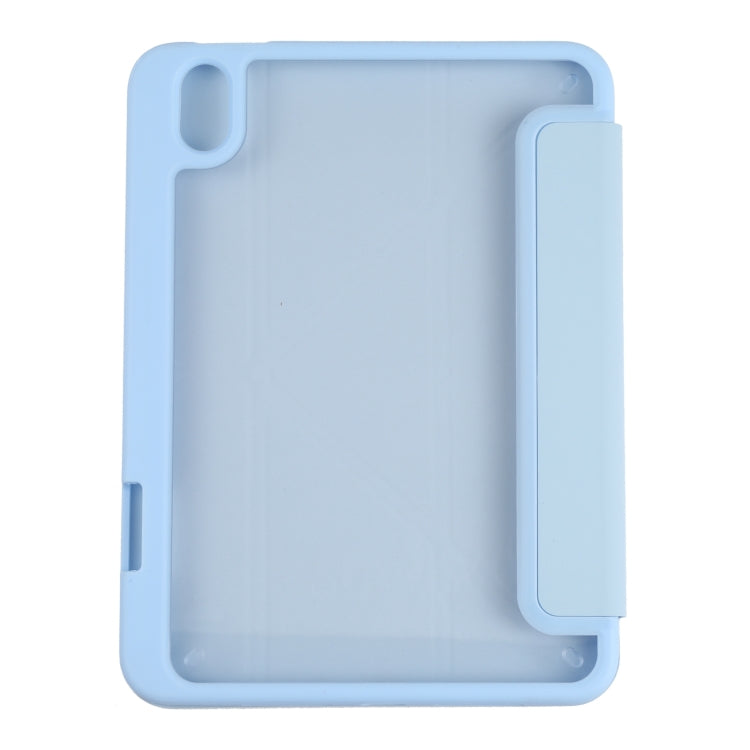 For iPad mini 2024 / mini 6 Deformation Transparent Acrylic Horizontal Flip PU Leather Tablet Case with Multi-folding Holder & Sleep / Wake-up Function & Pen Slot(Baby Blue) - iPad mini 6 Cases by buy2fix | Online Shopping UK | buy2fix