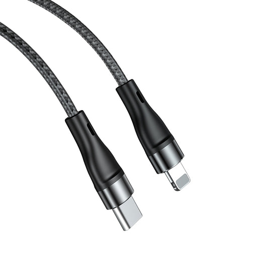 ADC-003 USB-C / Type-C to 8 Pin PD Fast Charging Weave Data Cable for iPhone, iPad, Length:1m(Black) by buy2fix