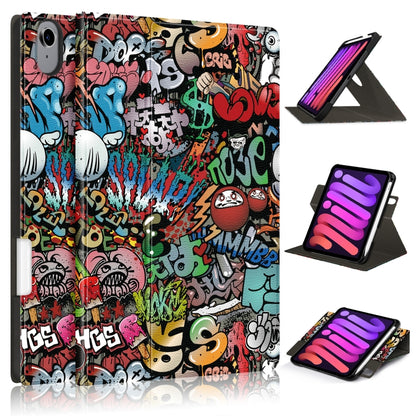 For iPad mini 2024 / mini 6 Painted Pattern Voltage Horizontal Flip PU Leather Tablet Case with Rotating Holder & Pen Slot & Sleep / Wake-up Function(Graffiti) - iPad mini 6 Cases by buy2fix | Online Shopping UK | buy2fix