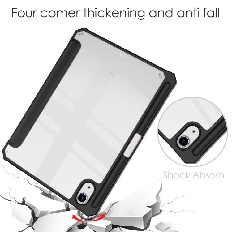 For iPad mini 6 / mini 2024 Tri-folding Acrylic TPU Smart Leather Tablet Case with Holder & Pen Slot(Black) - iPad mini 6 Cases by buy2fix | Online Shopping UK | buy2fix