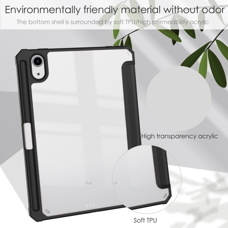 For iPad mini 6 / mini 2024 Tri-folding Acrylic TPU Smart Leather Tablet Case with Holder & Pen Slot(Black) - iPad mini 6 Cases by buy2fix | Online Shopping UK | buy2fix
