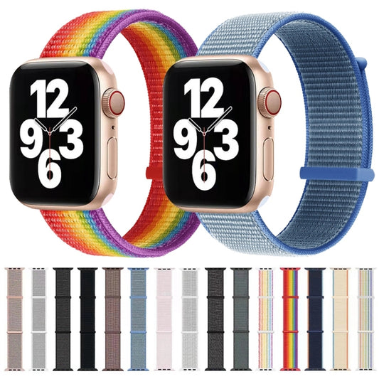 Hook and Loop Fastener Dual Section Watch Band For Apple Watch Series 9&8&7 41mm / SE 3&SE 2&6&SE&5&4 40mm / 3&2&1 38mm(Reflective Rainbow Colors) by buy2fix