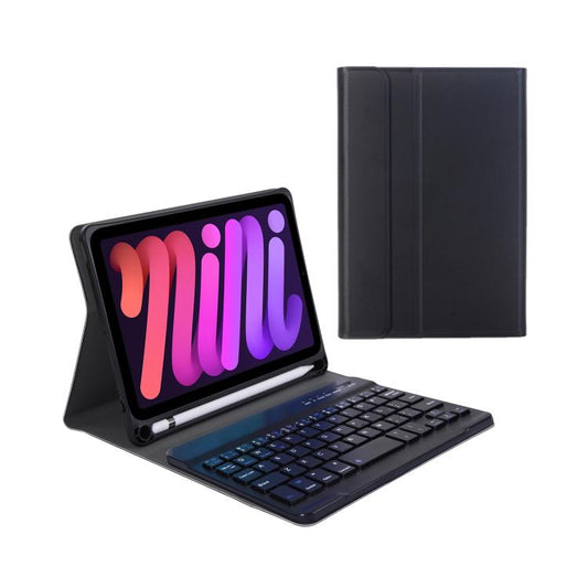 A06B Ultra-thin Detachable Bluetooth Keyboard Leather Case with Pen Slot & Holder for iPad mini 6 / mini 7(Black) by buy2fix