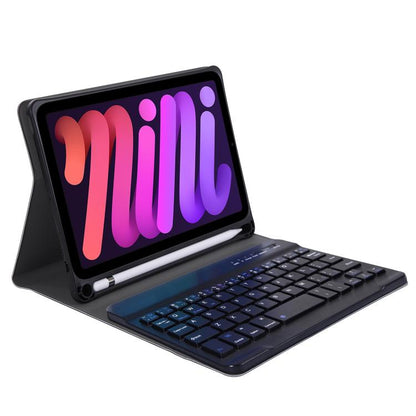 A06B Ultra-thin Detachable Bluetooth Keyboard Leather Case with Pen Slot & Holder for iPad mini 6 / mini 7(Black) by buy2fix