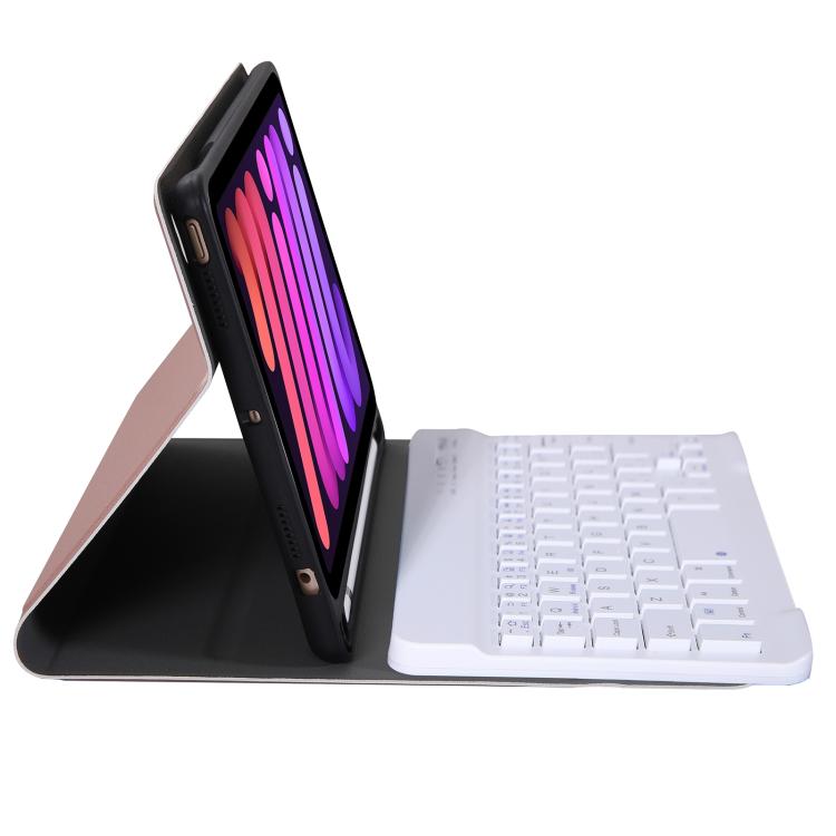 A06B Ultra-thin Detachable Bluetooth Keyboard Leather Case with Pen Slot & Holder for iPad mini 6 / mini 7(Rose Gold) by buy2fix