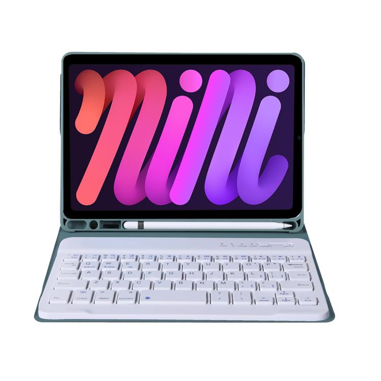A06B Ultra-thin Detachable Bluetooth Keyboard Leather Case with Pen Slot & Holder for iPad mini 6 / mini 7(Dark Green) by buy2fix