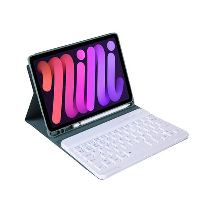 A06B Ultra-thin Detachable Bluetooth Keyboard Leather Case with Pen Slot & Holder for iPad mini 6 / mini 7(Dark Green) by buy2fix