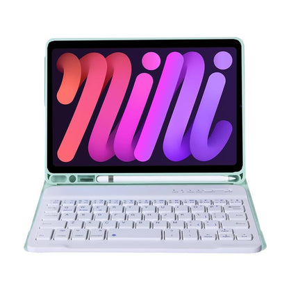 A06B Ultra-thin Detachable Bluetooth Keyboard Leather Case with Pen Slot & Holder for iPad mini 6 / mini 7(Light Green) by buy2fix