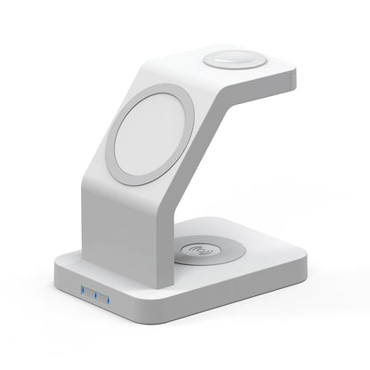 S6 3 In 1 Multi-function Magnetic Wireless Charger Stand for iPhone & iWatch & AirPods(White) - Wireless Charger by buy2fix | Online Shopping UK | buy2fix