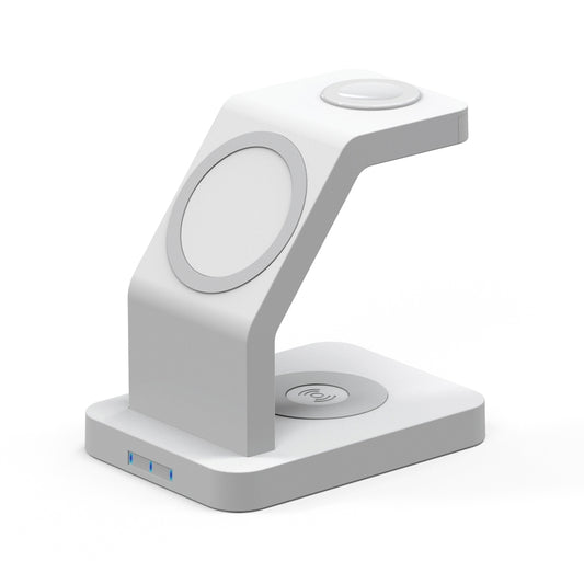 S6 3 In 1 Multi-function Magnetic Wireless Charger Stand for iPhone & iWatch & AirPods(White) - Wireless Charger by buy2fix | Online Shopping UK | buy2fix