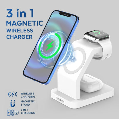 S6 3 In 1 Multi-function Magnetic Wireless Charger Stand for iPhone & iWatch & AirPods(White) - Wireless Charger by buy2fix | Online Shopping UK | buy2fix