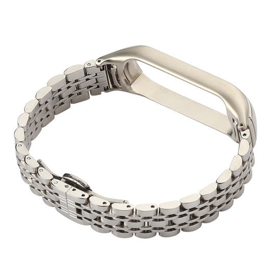 For Xiaomi Mi Band 4 / 3 Seven-beads Stainless Steel Watch Band(Silver) by buy2fix