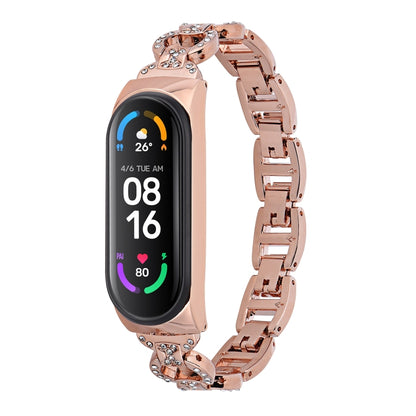 For Xiaomi Mi Band 4 / 3 8-shaped Diamond Alloy Watch Band(Rose Gold) - Watch Bands by buy2fix | Online Shopping UK | buy2fix
