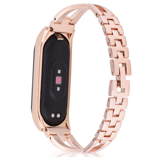 For Xiaomi Mi Band 6 / 5 X-shaped Diamond Alloy Watch Band(Rose Gold) by buy2fix