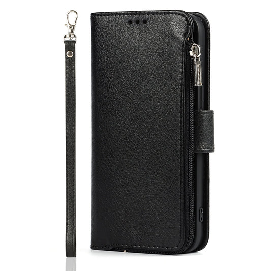 For iPhone 13 mini Microfiber Zipper Horizontal Flip Leather Case with Holder & Card Slots & Wallet (Black) - iPhone 13 mini Cases by buy2fix | Online Shopping UK | buy2fix