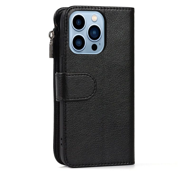 For iPhone 13 mini Microfiber Zipper Horizontal Flip Leather Case with Holder & Card Slots & Wallet (Black) - iPhone 13 mini Cases by buy2fix | Online Shopping UK | buy2fix