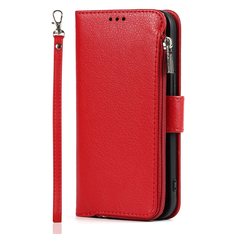For iPhone 13 mini Microfiber Zipper Horizontal Flip Leather Case with Holder & Card Slots & Wallet (Red) - iPhone 13 mini Cases by buy2fix | Online Shopping UK | buy2fix