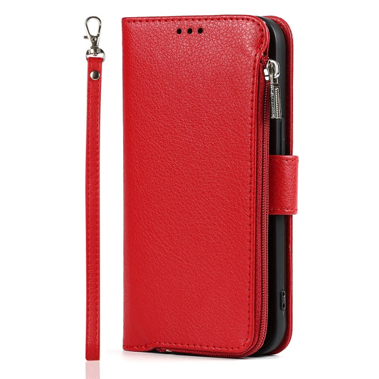 For iPhone 13 Microfiber Zipper Horizontal Flip Leather Case with Holder & Card Slots & Wallet(Red) - iPhone 13 Cases by buy2fix | Online Shopping UK | buy2fix